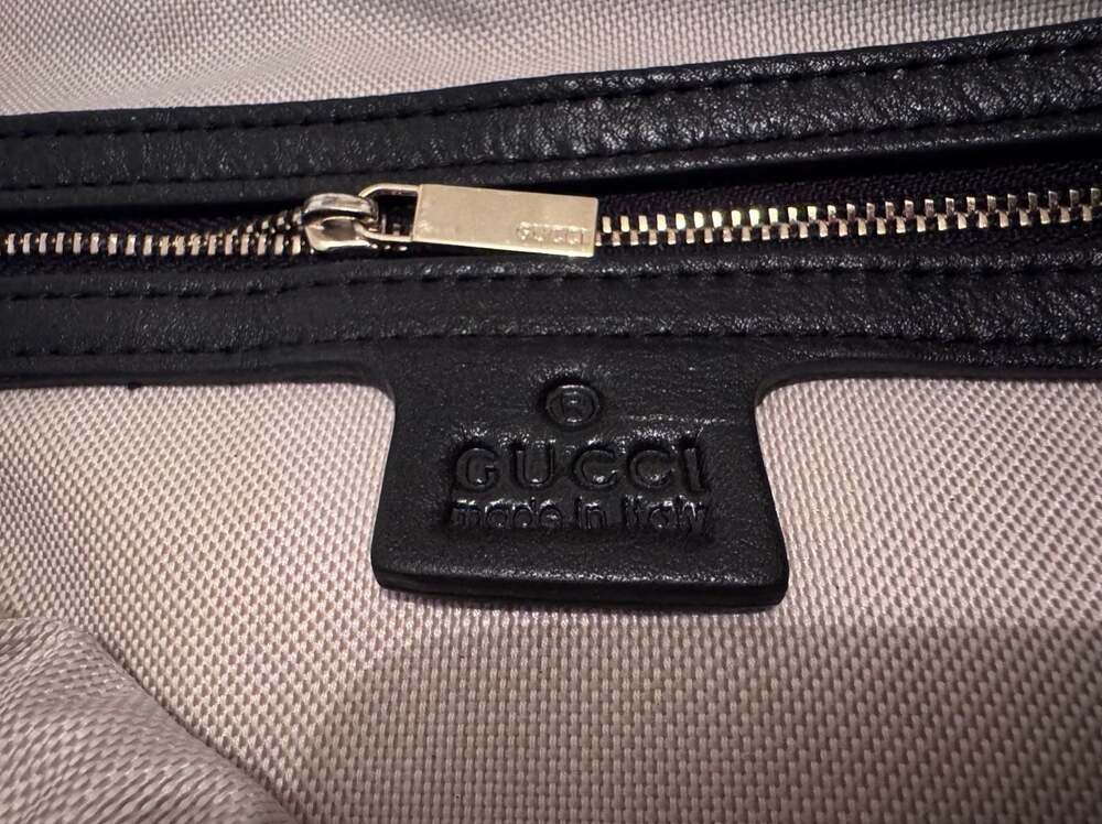 Gucci Black Pebbled Leather Braided Handle Tote Bag